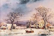 George Henry Durrie The Half-Way House USA oil painting artist